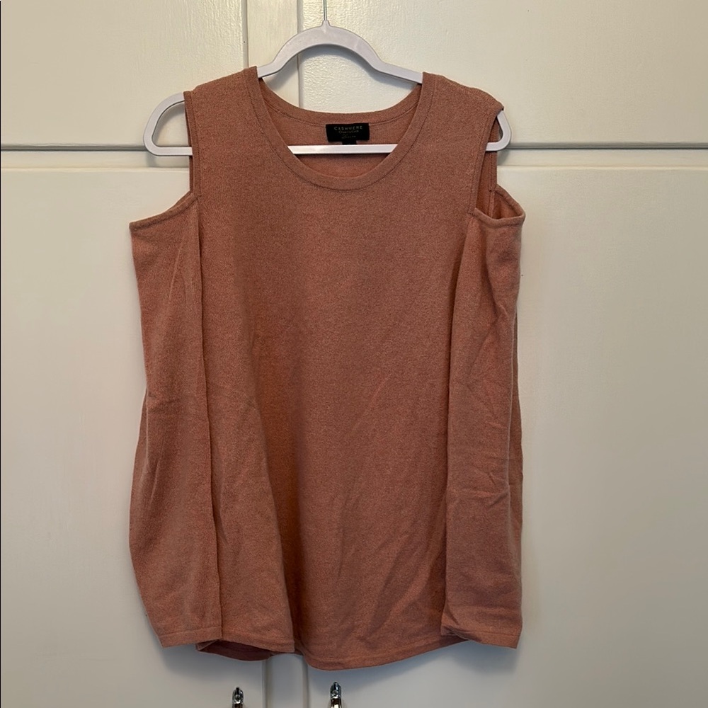 EUC 100% Cashmere Light Pink Cold Shoulder Sweater
